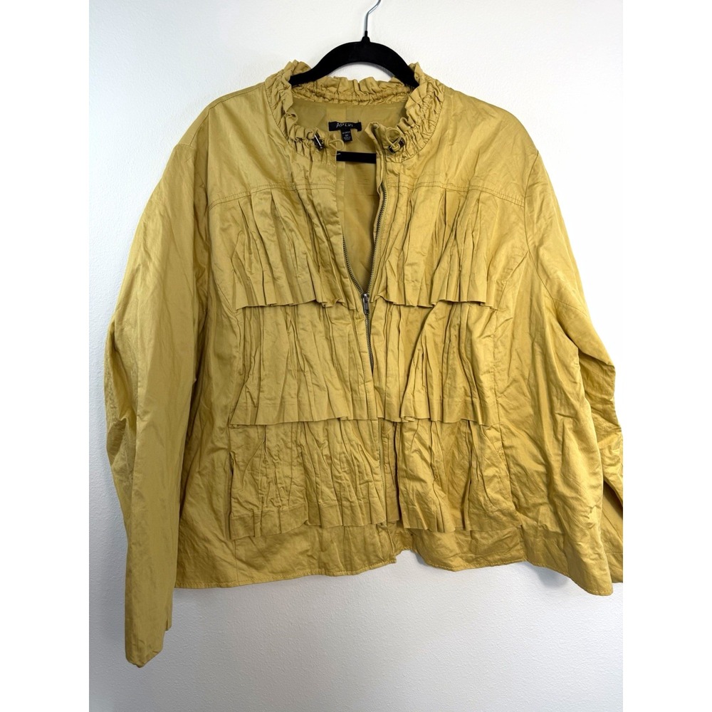 Apt. 9 Women's Beige Ruffle Zip Lined Jacket w/ Pockets Size 3X Plus